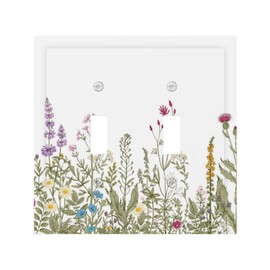 Ihsourgnitnem Decorative Switch Plates Vintage Wild Flower Colorful Flowers Plants 2 Gang Double Toggle Outlet Light Switch Cover Wall Plate Electrical Faceplate For Bed Room Living Room Decor
