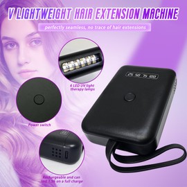 V Light Hair Extension Machine – Seamless Application, Portable & Lightweight,Long-Lasting Results, Hair-Friendly with Gentle Care, Works for All Hairstyles(Black Machine)