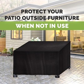 Straame - Outdoor Furniture Protection Cover – Heavy Duty 420D Oxford Fabric – Waterproof & Windproof Anti-UV - Rectangular Patio Table Cover with Buckles & Drawstring - (180cm * 120cm * 74cm) - Black