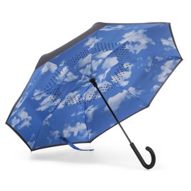 totes InBrella Reverse Close Umbrella, Invisible Water Repellent Coating, Auto Close