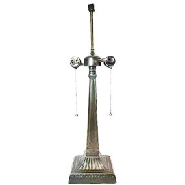 Rainbow Art Glass Mission Lamp Base, Antiq.Bronze Finish/Gold Highlts, Nicely Weighted, 21.25"Tall
