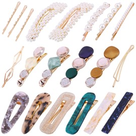 20Pcs Pearl Hair Clips -Fashion Pearls Hair Barrettes Sweet Artificial Macaron Acrylic Resin Barrettes Hairpins for Women,Ladies and Headwear Styling Tools Hair Accessories