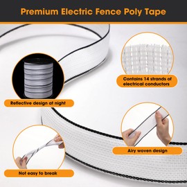 Wowangce 2 Inch x 1500ft/ 457m Electric Fence Tapes Horse Fence with High Visibility 3 Rolls Each 500ft Electric Fence Kit for Horse Fence Livestock
