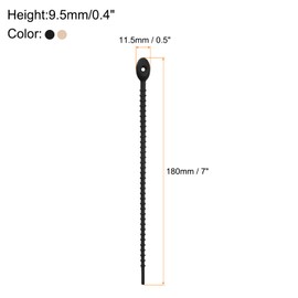 MECCANIXITY 20 Pack Silicone Cable Ties 7 Inch Reusable Zip Ties Twist Ties Elastic Wire Tie Cord Organizer for Bag Clip Cord Management Black & Light Brown