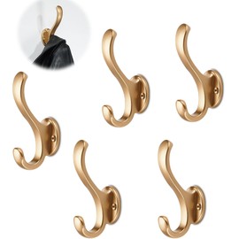 Yuelulala 6pcs Wall Hooks Over Door Key for Doors, Bedroom, Bathroom, Wardrobe, Reversible Organizer Rack for Coat, Towel, Bag, Robe (A45-6)