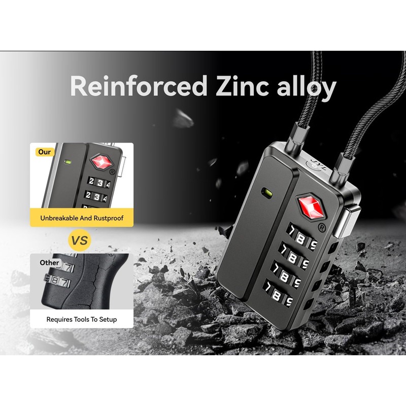 LUGGEX TSA Locks for Luggage, One-Button Reset TSA Approved Luggage