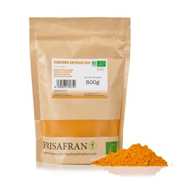 FRISAFRAN | BIO Kurkuma Pulver | 500g | Hochwertige Kurkumawurzel aus Indien | Kurkuma Bio | Golden Kurkuma | Kurkuma Achterhof Pulver | Kurkuma Gewürz | Kurkuma | Gemahlen