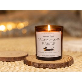 Dachshund Gifts & Decor, Weiner Dog Gifts for Women, Smells Like Dachshund Farts Candle - Lavender & Eucalyptus, Crafted by Natural Soy Wax & Natural Essential Oils