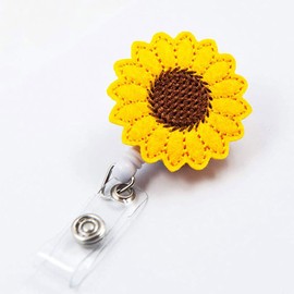 tooloflife Sunflower 24" Retractable Badge Holder with Clip for Keys Credit Cards Work ID Cards