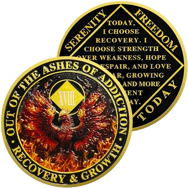 18 Year NA Medallions | Fiery Phoenix Narcotics Anonymous Recovery