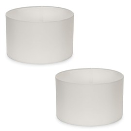 Pair of - Modern White Fabric Cylinder Ceiling Pendant Lampshade/Table Lamp Drum Light Shade - Small