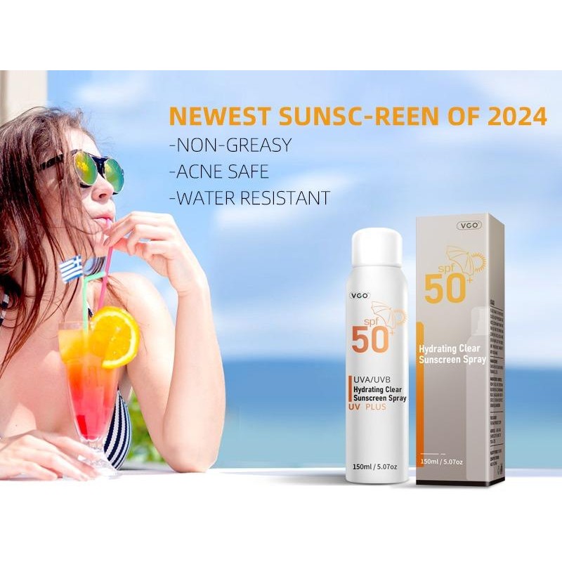 VGO Sunscreen Spray SPF 50, Spectrum UVA/UVB Protection, Moisturizing and