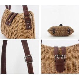 Classic Hobo Bags for Women Fashion Crossbody Bags for Women Straw Beach Bag Shoulder Bag Handbag Summer Holiday 2024, Khaki, One Size