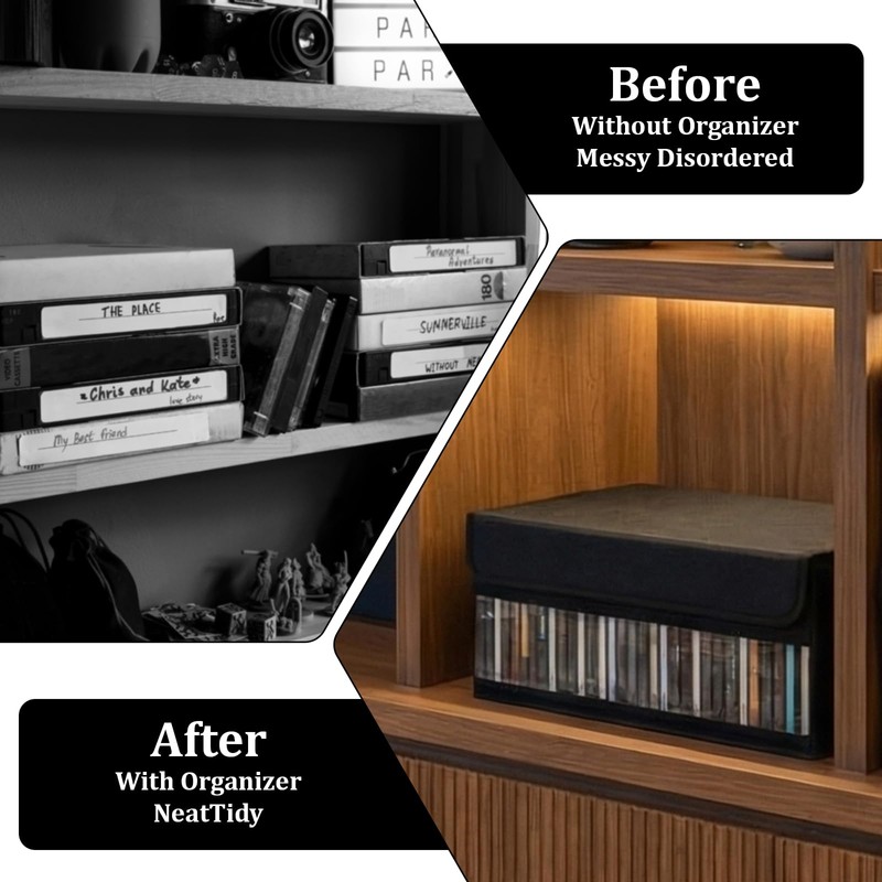 Lyksgir 4 Pack CD Storage Box with Visible Window, Stackable