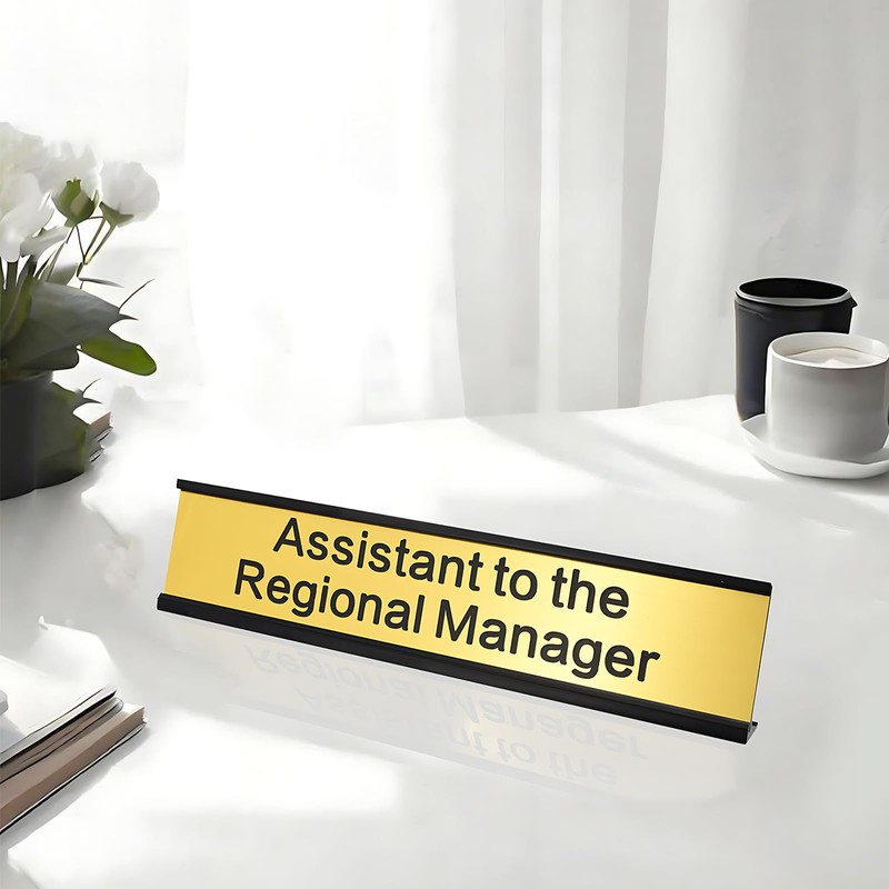 Assistant to the Regional Manager Desk Sign Gold Funny Office