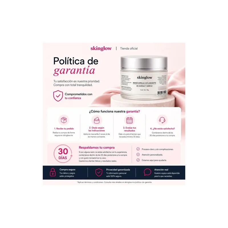 Skinglow Mascarilla Aclarante Antimanchas Avena Arroz 30g