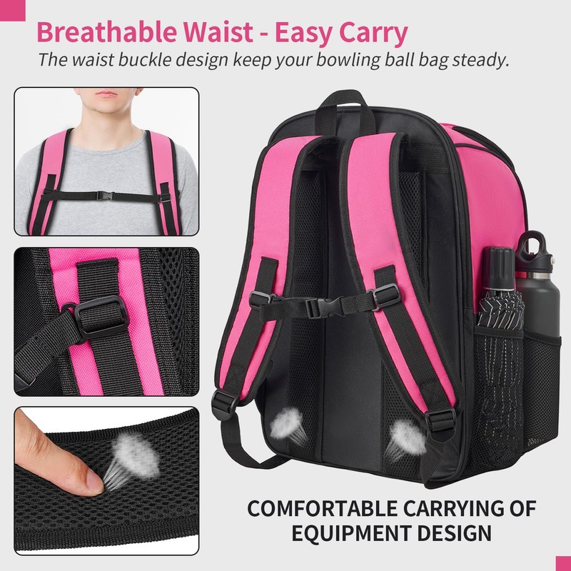 Ciihars Single Bowling Ball Bag Backpack with Shoe Bag Up