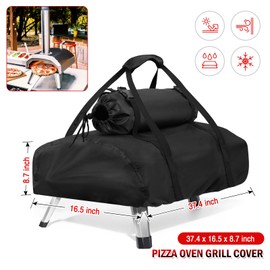 Rilime BBQ Covers, Pizza Oven Carry Cover for Ooni Karu 12 with Removable Fireplace Pocket, Portable 500D Oxford Cloth Pizza Oven Cover Outdoor Wood Fired (500D, 95 x 42 x 22 cm)