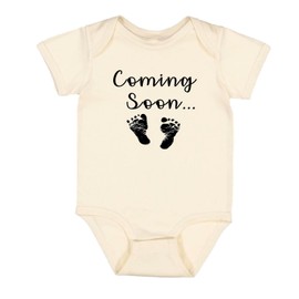 Ink Trendz Coming Soon... Baby Feet Pregnancy Announcement Baby Bodysuit (Oatmeal, Newborn)