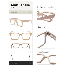 Pro Acme Oversized Square Blue Light Glasses for Men Women Fashion Rectangular Big Thick Frame UV400 Computer Anti-Blue Fake Eyewear (Light Brown)