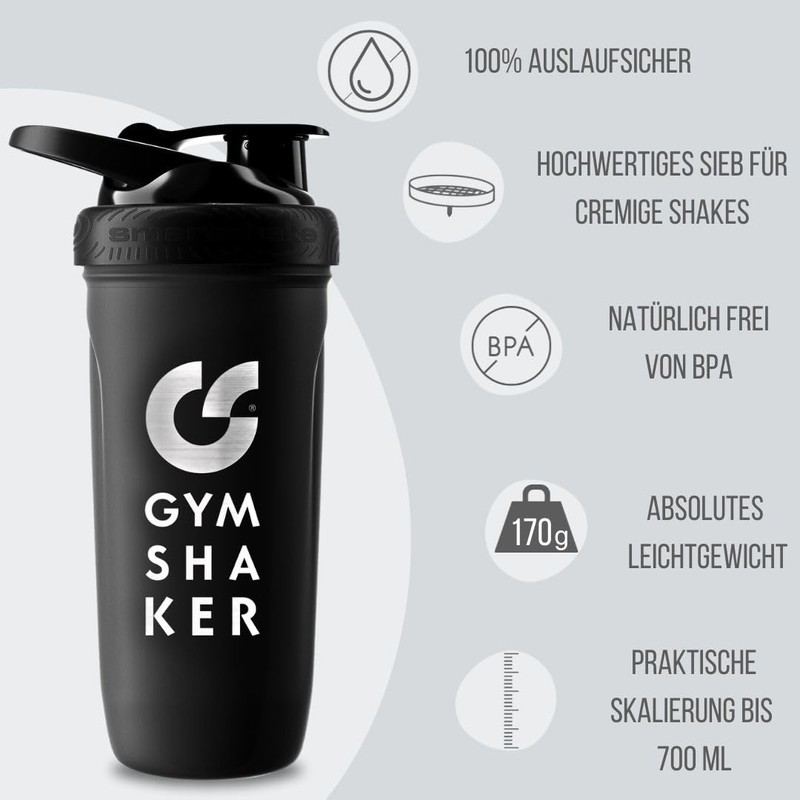 GYMSHAKER Stainless Steel Shaker 900 ml - Honeycomb Structure Strainer