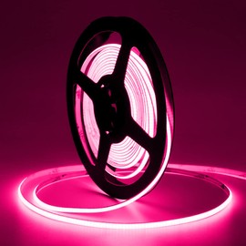 Tayire COB LED Strip Pink, DC12V 5m Cuttable LED Tape Light 480LEDs/m, 4mm Width Flexible LED Light Strip for Cabinet, FPV,Wardrobe, Home DIY Lighting (Power Supply Not Included)