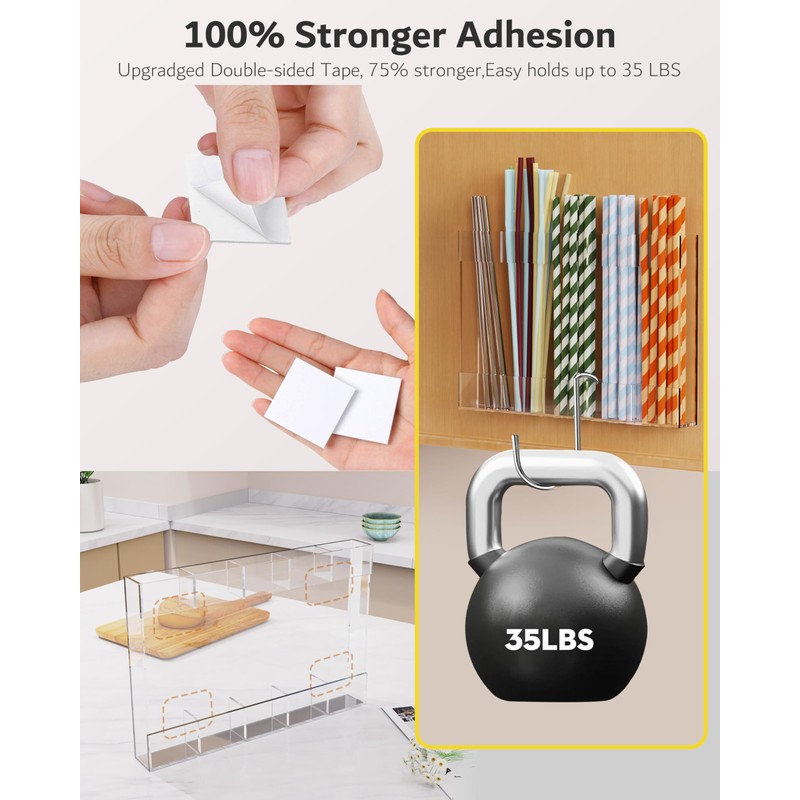 Upgraded 9.6'' Large Acrylic Straw Holder for Cabinet Door, Space-Saving