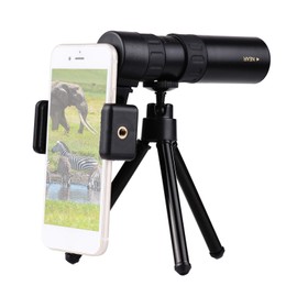 Andoer 10X-300X Mini Monocular Telescope BAK4 Prisms Life Waterproof with Phone Holder Mini Tripod Carry Bag for Viewing Landscapes Birds Wild Animals Concerts