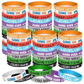 ELLECILA 60 Pcs Video Game Wristbands - Game Rubber Wristband for Gaming Party Bag Fillers, Kids Birthday Favours, Party Bag Fillers Bulk (Video)