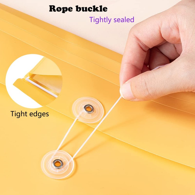 Plastic Envelope File Folder with Button String Tie Closure, 10