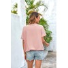 ENMAIN Womens Oversized Basic Tops Pink Casual Crewneck Loose Fit