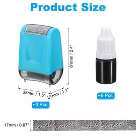 PATIKIL Identity Theft Protection Roller Stamp, 3Pcs 0.7" Confidential Roller Stamp Privacy ID Police Stamp Roller for Security ID Address with 9Pcs Refills, Blue