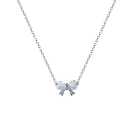 Bow Necklace Crystal Bow Necklace Silver Bow Tie Pendant Necklace Shining Rhinestone Bow Knot Necklace for Women Girls