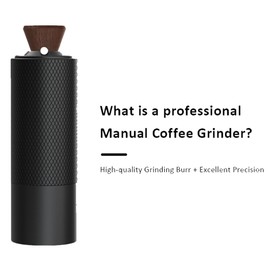 manual coffee grinder, stainless steel conical burr coffee grinder with adjustable powder thickness and set capacity of 30g for travel, camping, and home coffee pouring (black-18P)