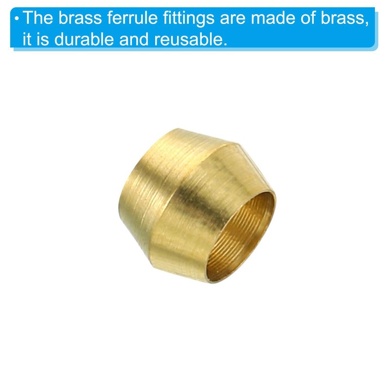 TA-VIGOR 6mm Tube OD Brass Compression Sleeves Ferrules, 25PCS Brass