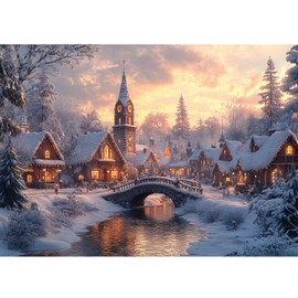 DAERLE Christmas Village Diamond Painting Kit, 5D DIY Christmas Winter Diamond Painting Full Kit for Adult, Snow Diamond Painting Art Craft Kits Gift for Home Decor 40x30cm