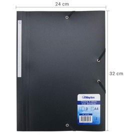 Waytex Elasticated Folder with 3 Flaps Polypropylene 4.5/10 Soft and Opaque A4 - Black 931450 1 Folder