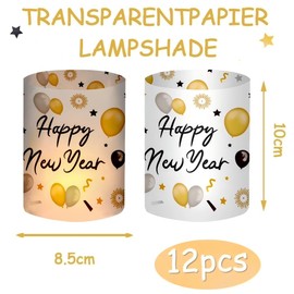 12 Lanterns, Table Decoration, New Year's Eve Lantern, New Year's Eve Decoration, Happy New Year Decoration, Party Set, Suitable for Tea Lights or Candles