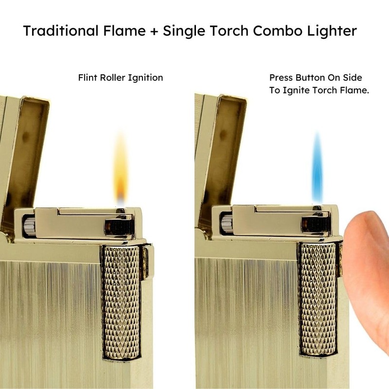 Visol Hubbard Traditional and Torch Flame Refillable Gas Lighter, Flint