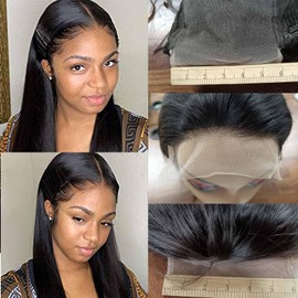 6X6 Wear and Go Glueless Wigs Human Hair Pre Plucked Pre Cut with Baby Hair Bleached Knots 12A Ready to Wear Straight Wigs 180 Density for Beginners 18 inch