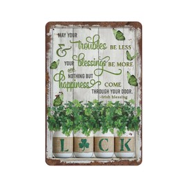 Irish Blessing - May You Troubles Be Less Your Blessings Be More Vintage Tin Sign Motivational Quote Metal Sign Retro Metal Tin Sign Vintage Sign for Home Coffee Bar Club Pub Wall Decor 12x8 Inch