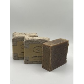 Three Dubs Ranch Cowboy Coffee: Handmade All-Natural, Goat Milk Soap Bars made with Tallow, For Hands & Body. Dark Coffee scented Soap Bars. Made in Texas. (3.5 oz Bar 3 Pack)