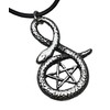 Trilogy Jewelry Pewter Snake Pentagram Star Pentacle Pendant on Leather