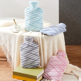 samply 2L Hot Water Bottle with Cover, Removable and Washable Hot Water Bottle, Cold Protection for Adults and Children, Green