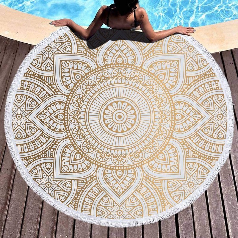 MOUNAY Round Microfiber Mandala Beach Towel Hippie Boho Beach Towel