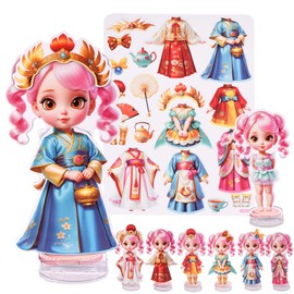 Nsuebck Magnetic Paper Doll Dress up Game for Kids - Reusable Sticker Crafts for Girls Ages 3+ - DIY Paper Doll Toy Gifts for Toddlers Birthday Christmas(AJBB2406)