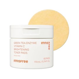 innisfree Almohadillas de tóner con enzima de té verde con vitamina C | Almohadillas faciales coreanas iluminadoras con ácido hialurónico y niacinamid