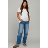 PinkBlush Blue Straight Leg Frayed Hem Maternity Jeans