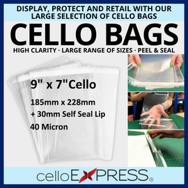 celloexpress JW Magazine/Brochure 9" x 7" Cellophane Display Bags Self Seal - 185mm x 228mm + 30mm Flap 40 Micron - Pack of 250