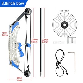 TIETHEKNOT Mini Archery Bow Set Right Hand Mini Compound Bow Mini Hunting Bow Metal Material Catapult RH/LH for Hunting Shooting Practice Archery Entertainment Fun Hexagonal Black Wheel Style